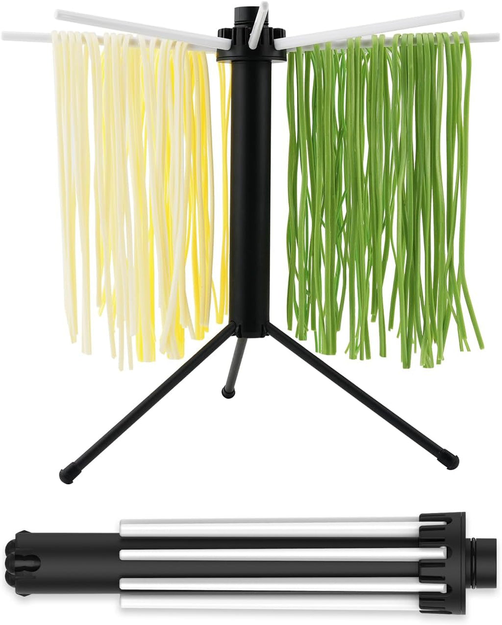 KITCHENDAO Collapsible Pasta Drying Rack, Plastic Foldable Homemade Fresh Spaghetti Noodle Tree Stand Hanger for Kitchen, Detachable for Easy Cleaning, Rotatable Arms, Hold up to 5lbs
