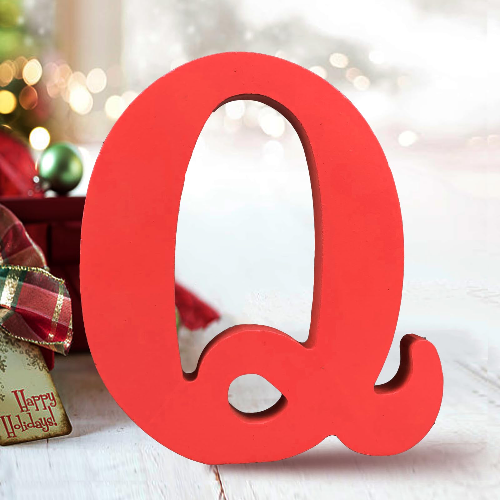 AOCEAN 6 Inch Red Wood Letters Unfinished Wood Letters for Wall Decor Decorative Standing Letters Slices Sign Board Decoration for Craft Home Party Projects (X)