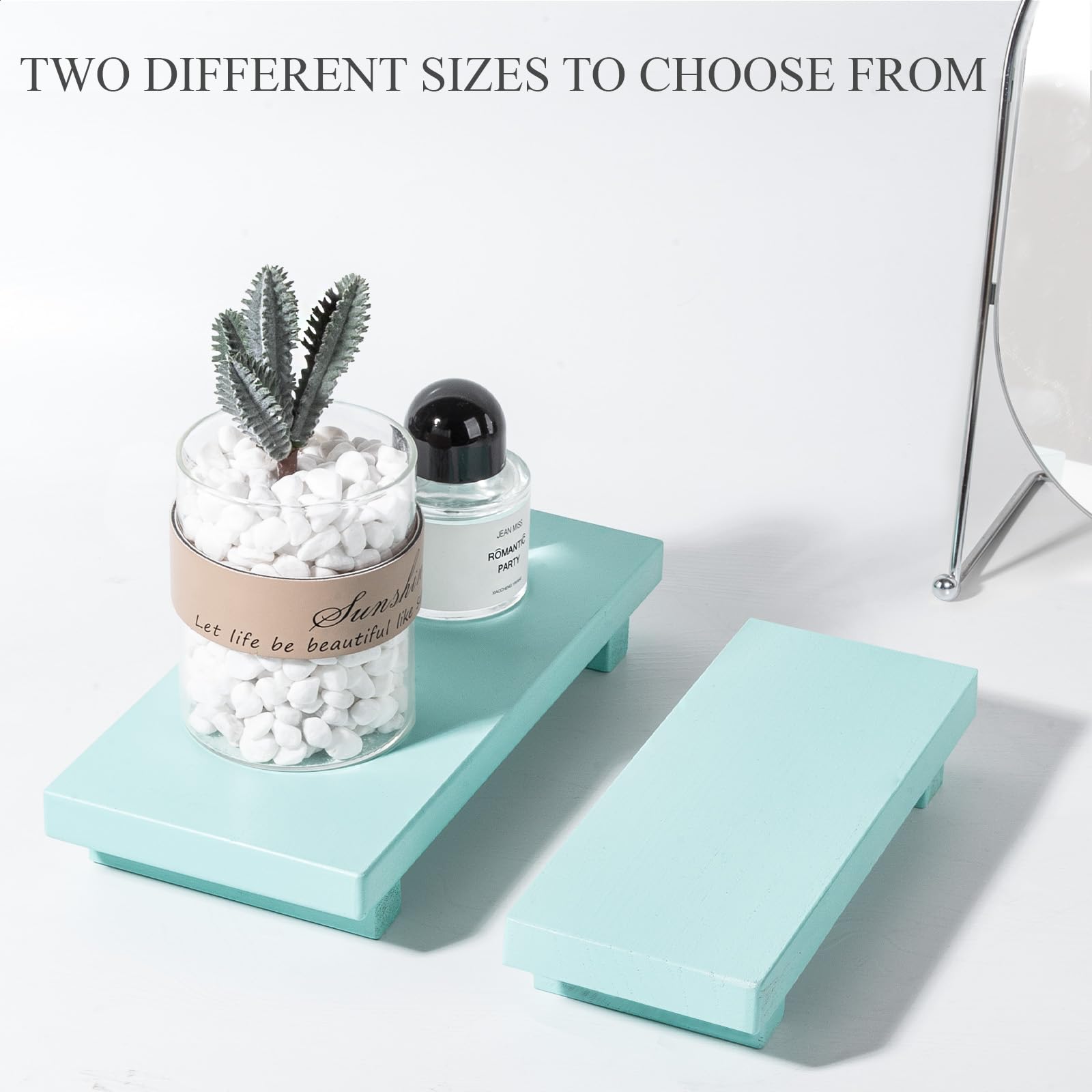 zoocatia Small Wood Tray Pedestal Stand Farmhouse Bathroom Decor Decorative Wooden Riser Kitchen Soap Dish Holder for Vanity, Counter, Sink, 9" x 5.9" - Black