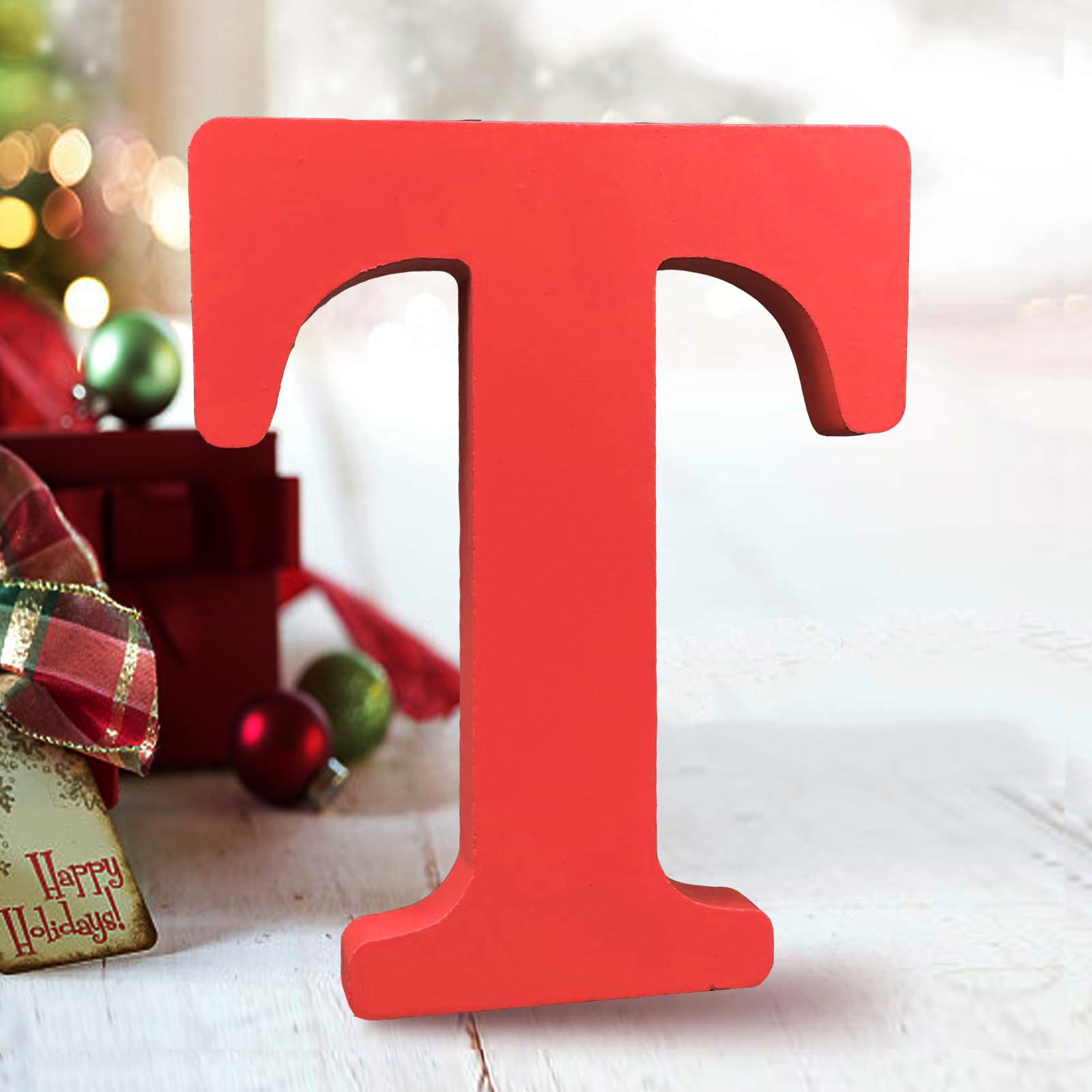 AOCEAN 6 Inch Red Wood Letters Unfinished Wood Letters for Wall Decor Decorative Standing Letters Slices Sign Board Decoration for Craft Home Party Projects (X)