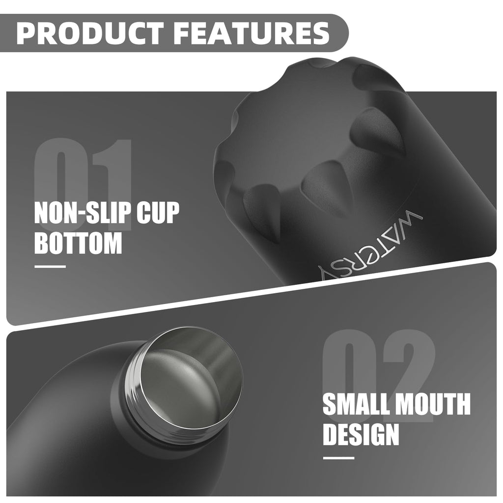 WATERSY Stainless Steel water bottles,17oz/500ml Insulated Water Bottles,Deep Blue metal water bottle Keeps Drink Cold and Hot,BPA Free kids water bottles for School,Gym,Travel,Sports