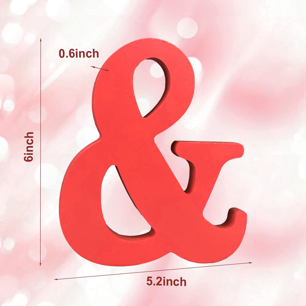 AOCEAN 6 Inch Red Wood Letters Unfinished Wood Letters for Wall Decor Decorative Standing Letters Slices Sign Board Decoration for Craft Home Party Projects (X)