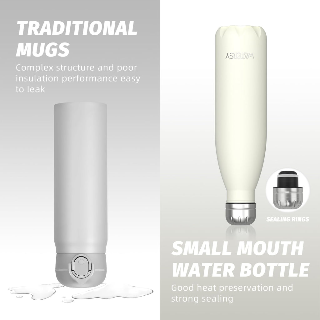 WATERSY Stainless Steel water bottles,17oz/500ml Insulated Water Bottles,Deep Blue metal water bottle Keeps Drink Cold and Hot,BPA Free kids water bottles for School,Gym,Travel,Sports