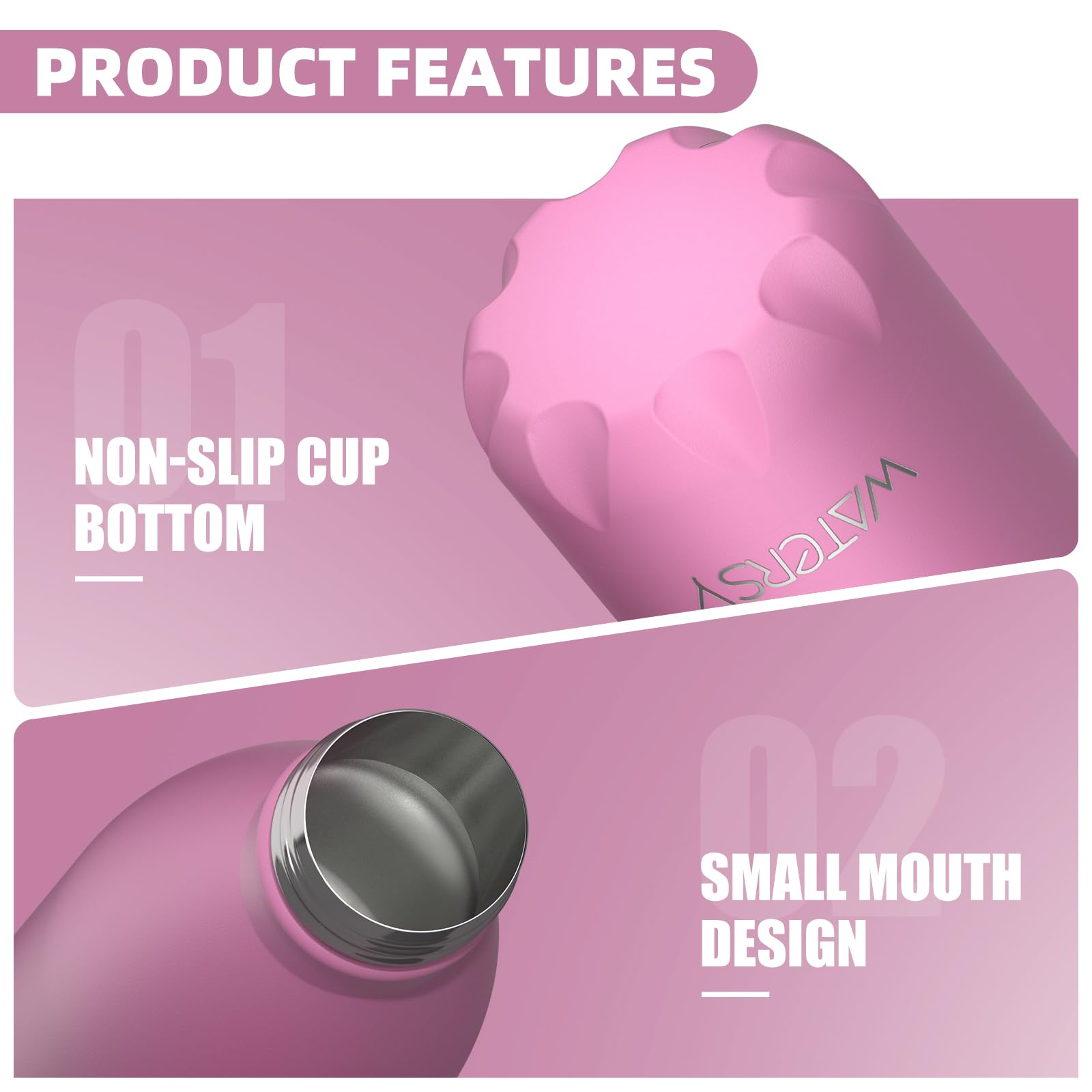 WATERSY Stainless Steel water bottles,17oz/500ml Insulated Water Bottles,Deep Blue metal water bottle Keeps Drink Cold and Hot,BPA Free kids water bottles for School,Gym,Travel,Sports