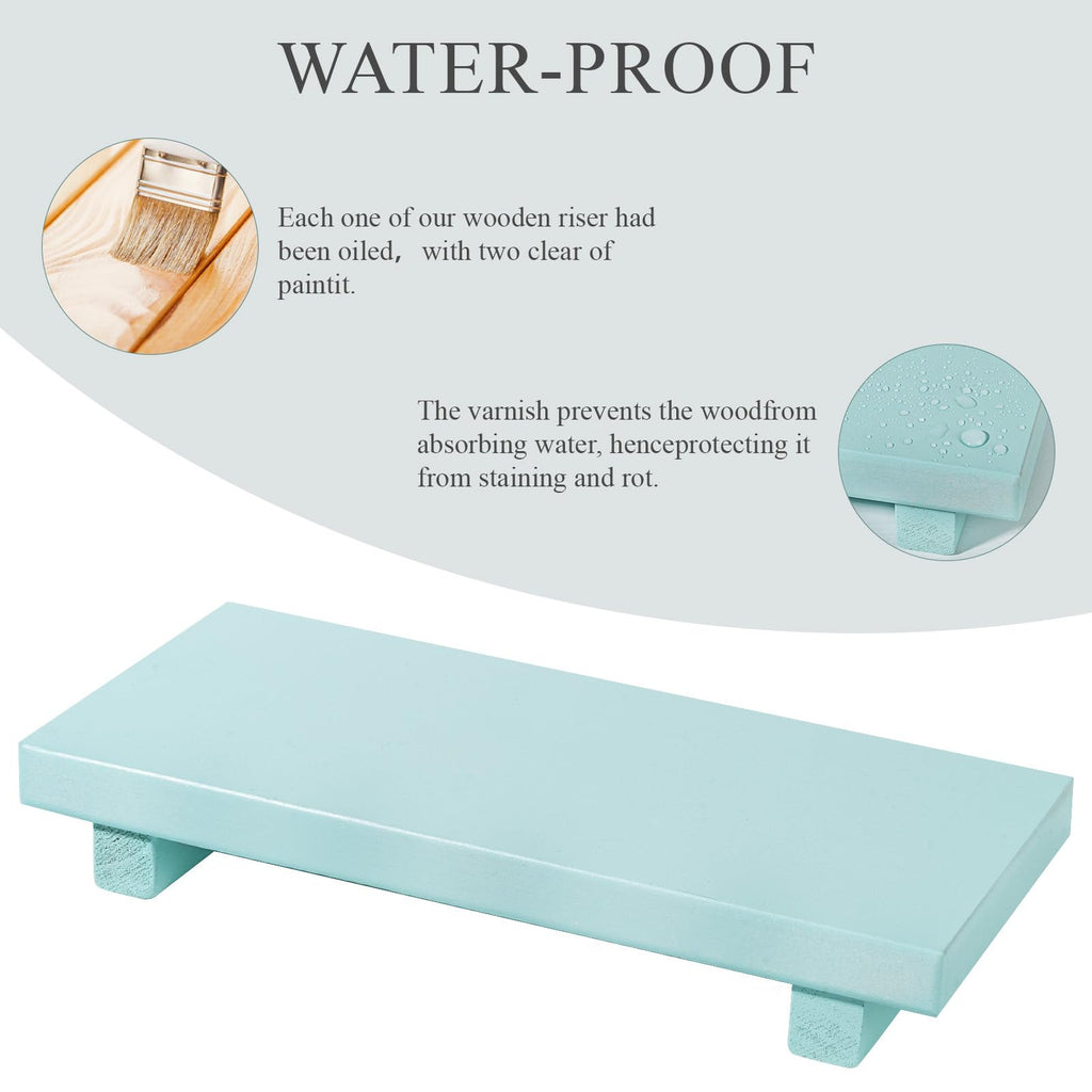 zoocatia Small Wood Tray Pedestal Stand Farmhouse Bathroom Decor Decorative Wooden Riser Kitchen Soap Dish Holder for Vanity, Counter, Sink, 9" x 5.9" - Black