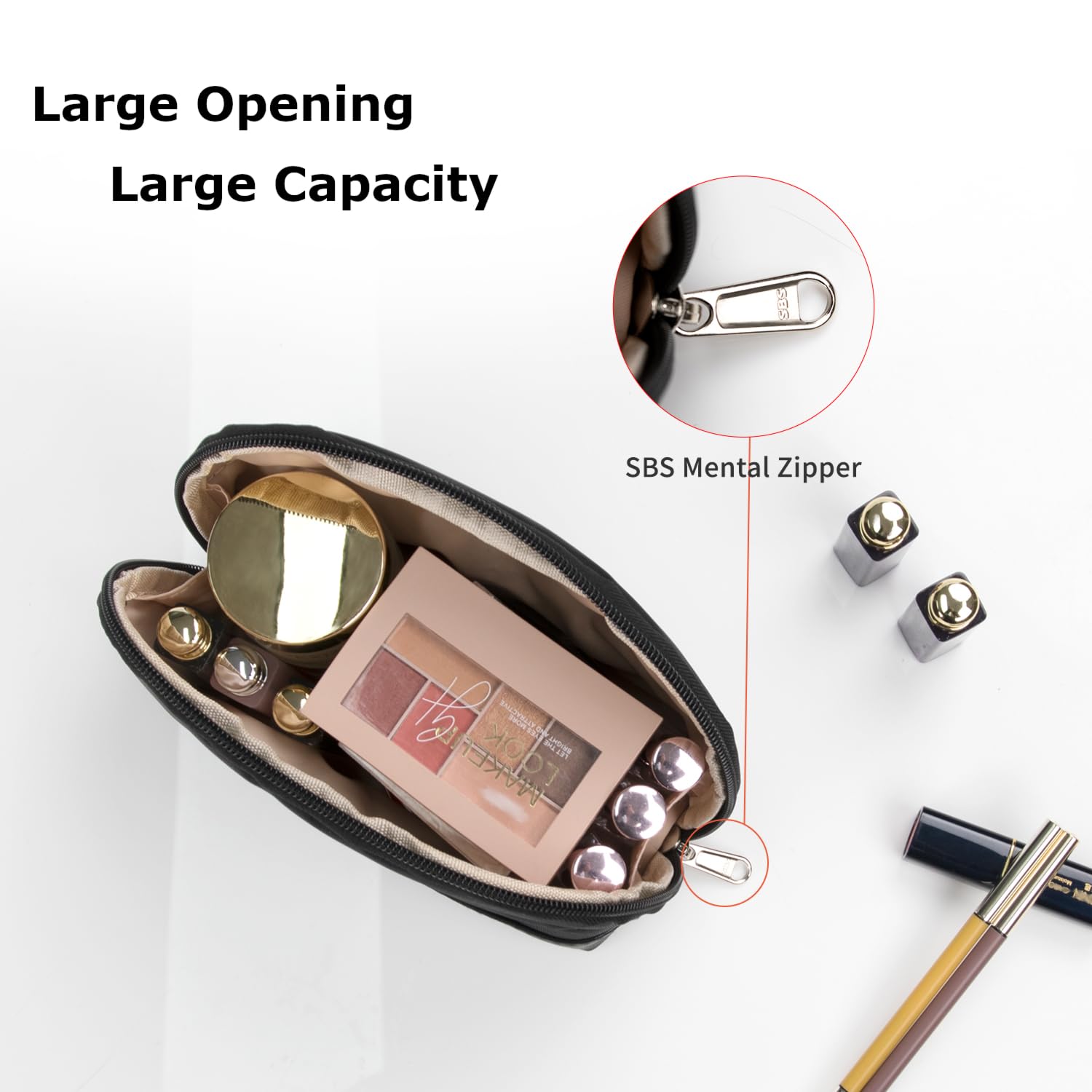 Ethereal Clear Makeup Bag, TSA Travel Makeup Organizer Bag Rose Gold Makeup Bags for Women Small Cosmetic Bag Portable Makeup Bag for Purse