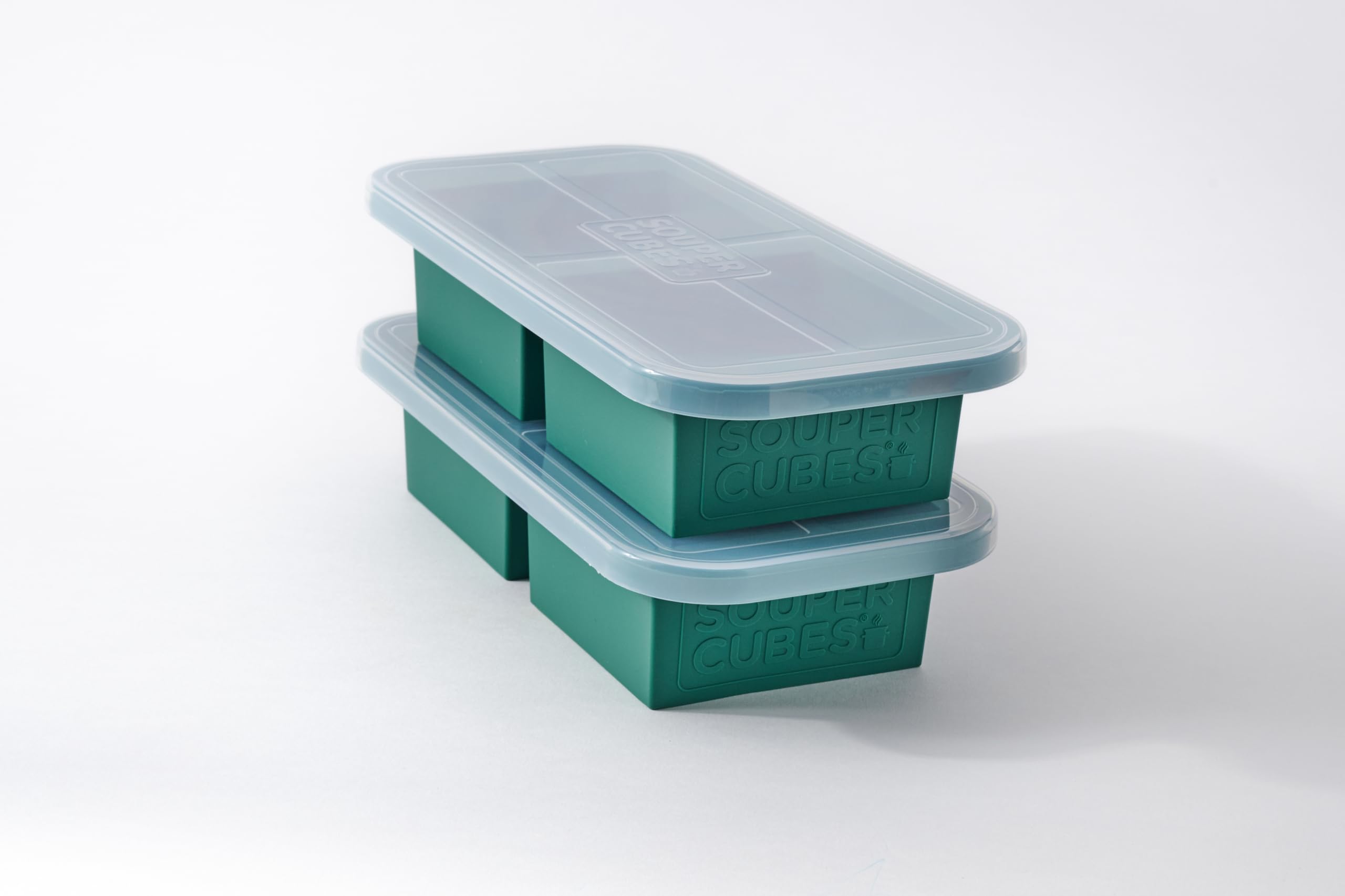 Souper Cubes 2 Cup Silicone Freezer Molds with Lids – Soup Cubes for Freezing Lasagna, Leftovers, Soups, Sauces, Casseroles, Meal Prep Meals and More – Aqua 2-Pack