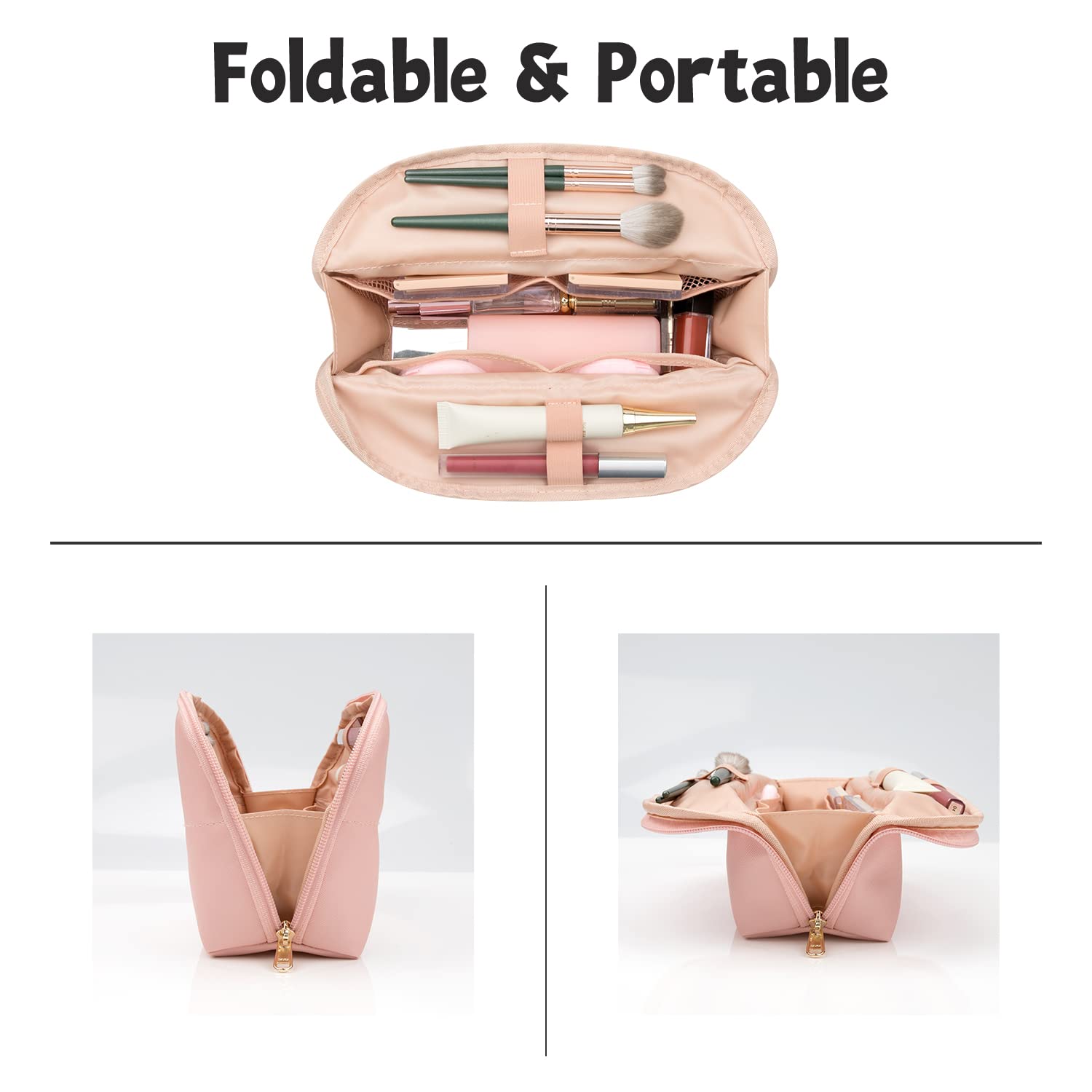 Ethereal Clear Makeup Bag, TSA Travel Makeup Organizer Bag Rose Gold Makeup Bags for Women Small Cosmetic Bag Portable Makeup Bag for Purse