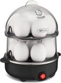 BELLA Double Tier Egg Cooker, Rapid Boiler & Poacher, Meal Prep Essential, Family Sized Meals: Make Up To 14 Large Boiled Eggs, Dishwasher Safe Parts, Poaching Tray Included, Black
