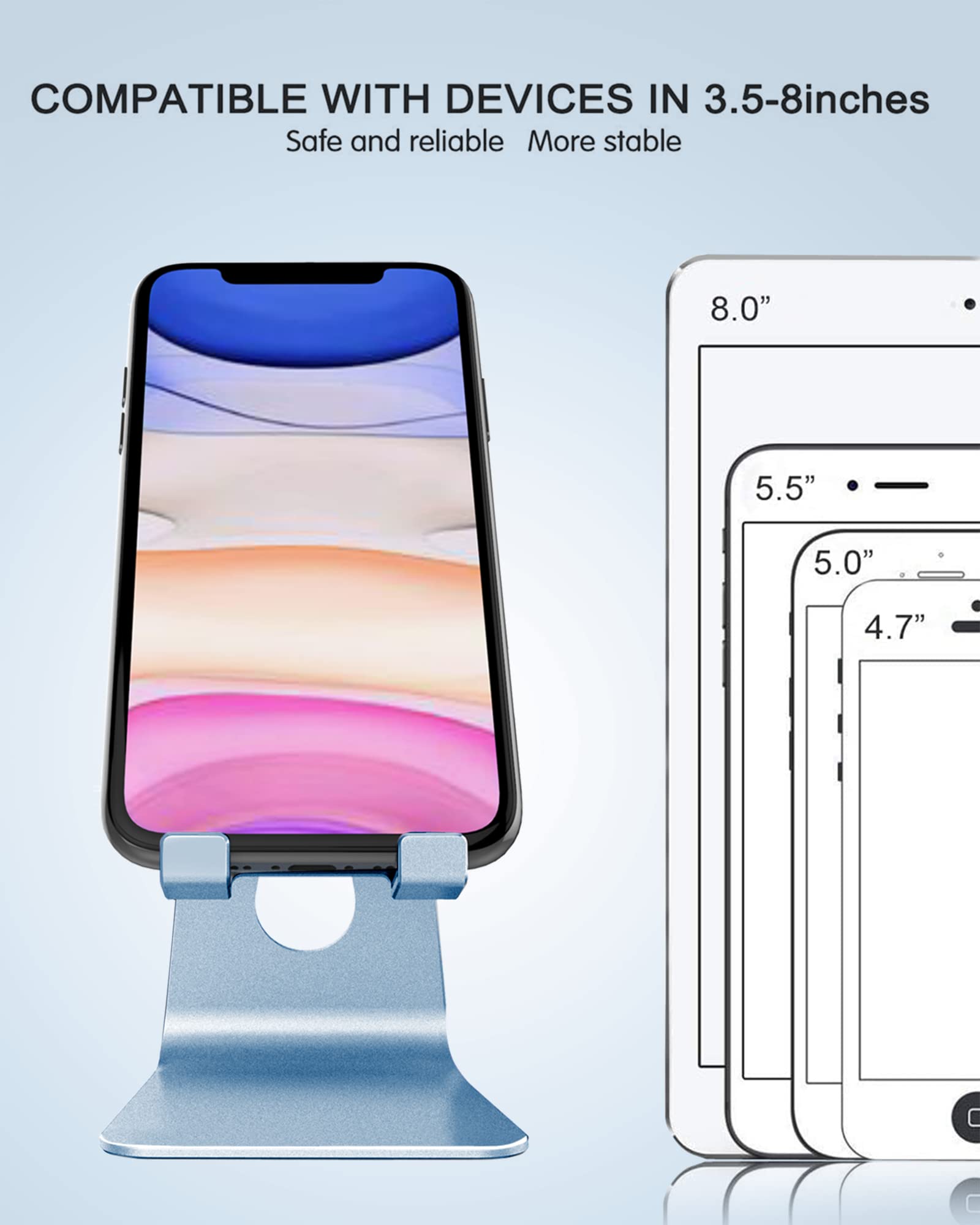 CreaDream Adjustable Cell Phone Stand, Phone Stand, Cradle, Dock, Holder, Aluminum Desktop Stand Compatible with Phone 16 15 14 13 12 11 Pro Max Plus SE, Accessories Desk, All Mobile Phones-Rose Gold