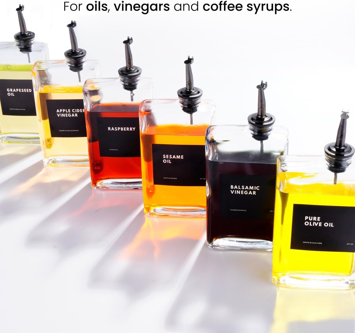 APT 1101 Olive Oil Dispenser for Kitchen, Cooking Oil and Vinegar Dispenser Set, Olive Oil Bottle, Soy sauce dispenser, coffee syrup bottles - 2 pcs, Black