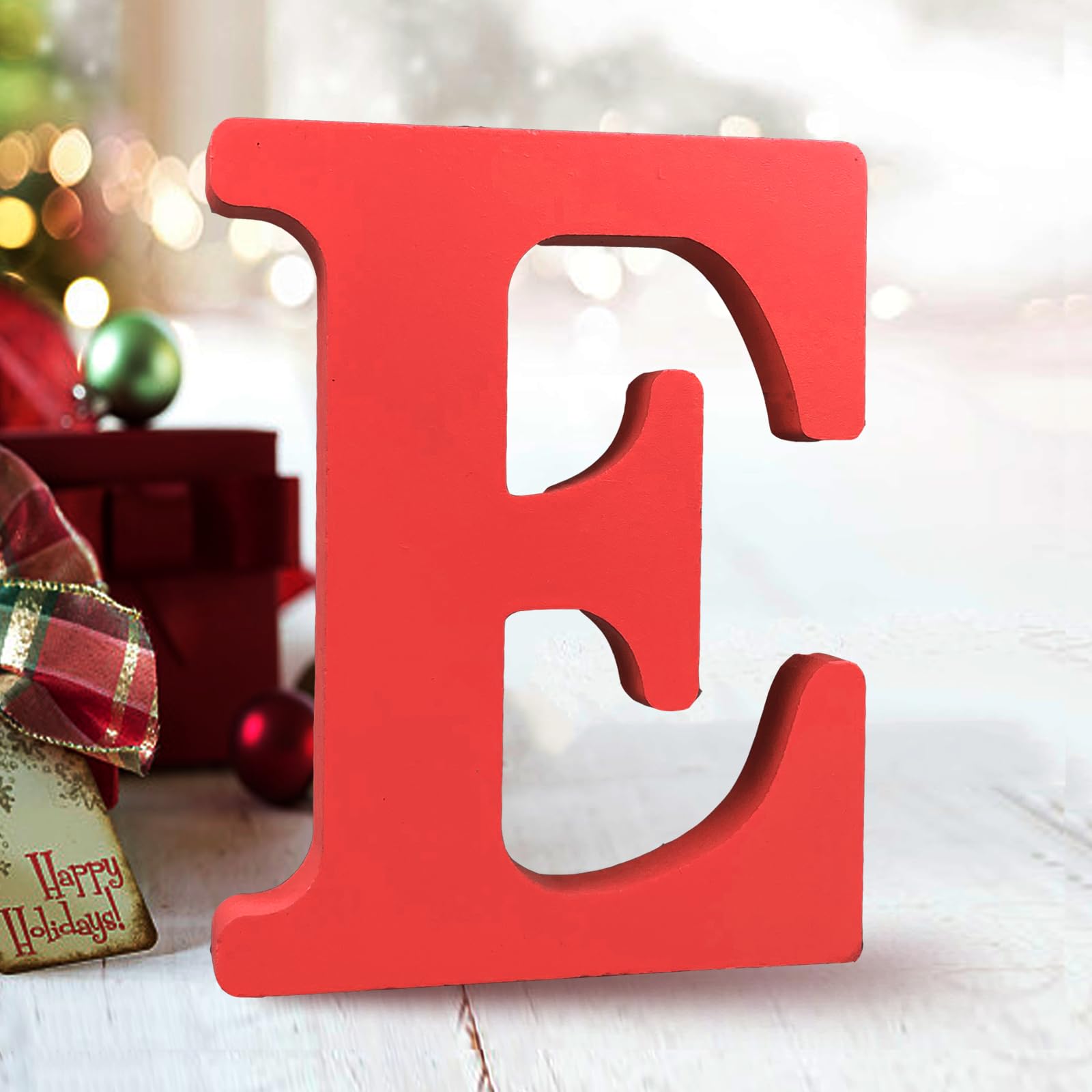 AOCEAN 6 Inch Red Wood Letters Unfinished Wood Letters for Wall Decor Decorative Standing Letters Slices Sign Board Decoration for Craft Home Party Projects (X)