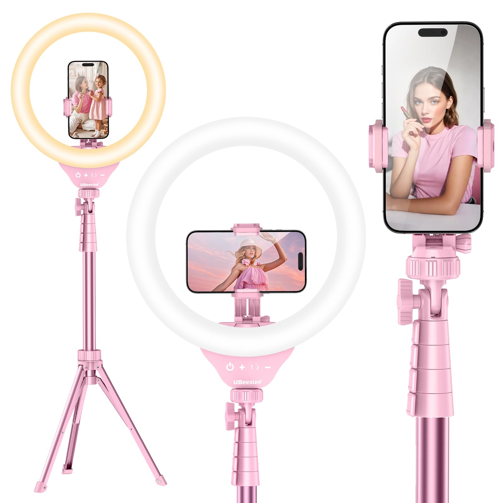 UBeesize 12'' Selfie Ring Light with 62’’ Tripod Stand for Video Recording, Live Streaming(YouTube, Instagram, TIK Tok), Compatible with Phones, Cameras and Webcams
