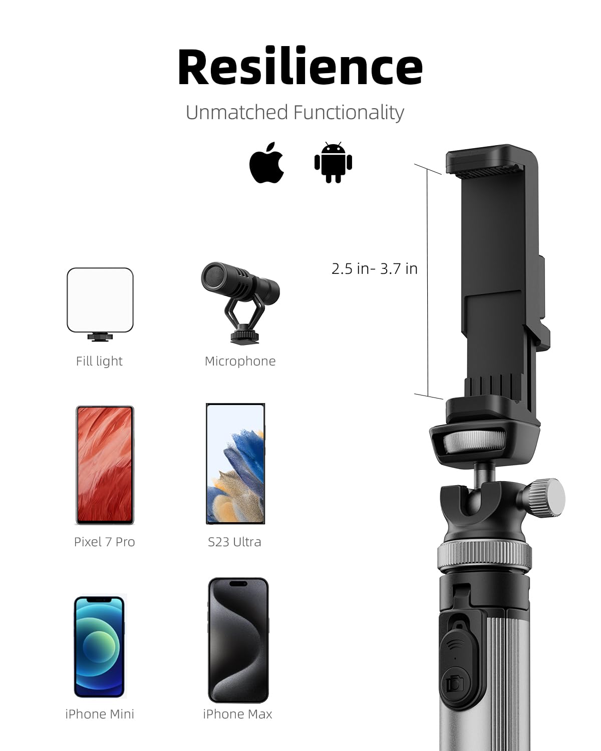 EUCOS 62" Phone Tripod, Tripod for iPhone & Selfie Stick with Remote, Extendable Cell Phone Stand & Ultimate Phone Holder, Solidest Phone Stand Compatible with iPhone/Android