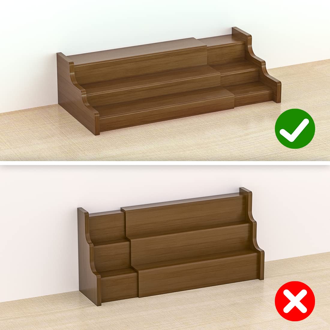 Spice Rack Kitchen Cabinet Organizer- 3 Tier Bamboo Expandable Display Shelf Yellow