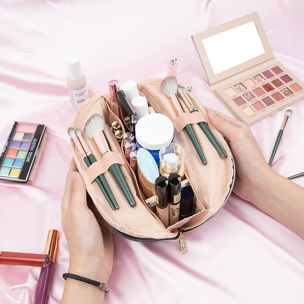 Ethereal Clear Makeup Bag, TSA Travel Makeup Organizer Bag Rose Gold Makeup Bags for Women Small Cosmetic Bag Portable Makeup Bag for Purse