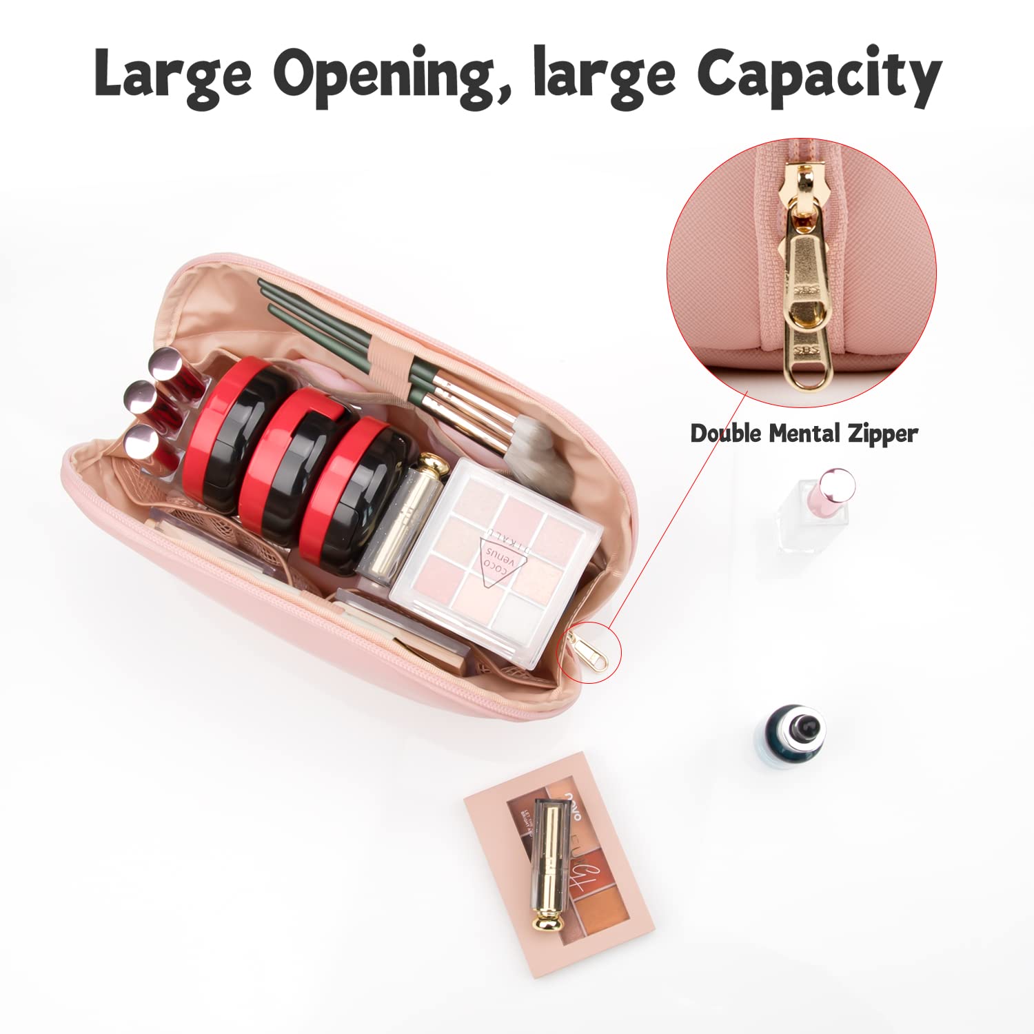 Ethereal Clear Makeup Bag, TSA Travel Makeup Organizer Bag Rose Gold Makeup Bags for Women Small Cosmetic Bag Portable Makeup Bag for Purse