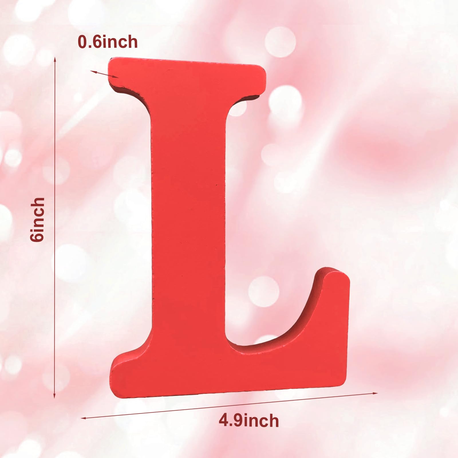 AOCEAN 6 Inch Red Wood Letters Unfinished Wood Letters for Wall Decor Decorative Standing Letters Slices Sign Board Decoration for Craft Home Party Projects (X)