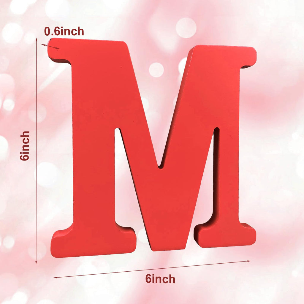 AOCEAN 6 Inch Red Wood Letters Unfinished Wood Letters for Wall Decor Decorative Standing Letters Slices Sign Board Decoration for Craft Home Party Projects (X)