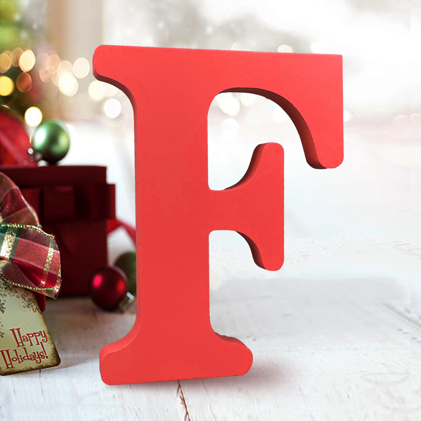 AOCEAN 6 Inch Red Wood Letters Unfinished Wood Letters for Wall Decor Decorative Standing Letters Slices Sign Board Decoration for Craft Home Party Projects (X)