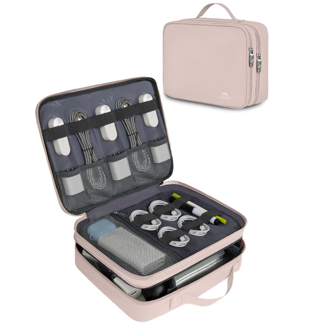 MATEIN Electronics Organizer Travel Case, Water Resistant Cable Organizer Bag for Travel Essentials, Gifts for Men, Storage Bag for Camera Accessories, Phone, Cord & Tablet, Black