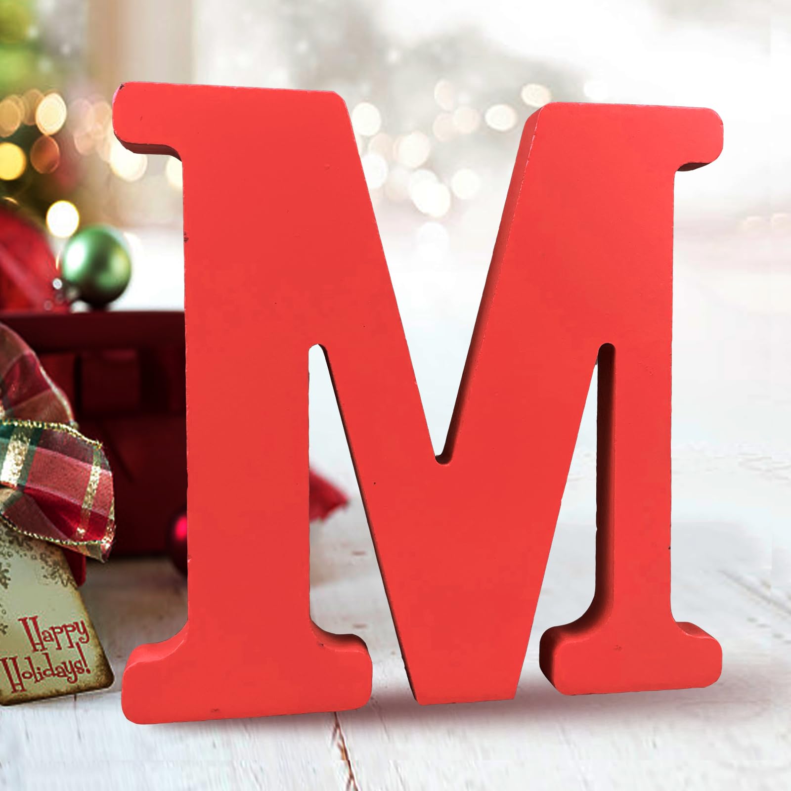 AOCEAN 6 Inch Red Wood Letters Unfinished Wood Letters for Wall Decor Decorative Standing Letters Slices Sign Board Decoration for Craft Home Party Projects (X)