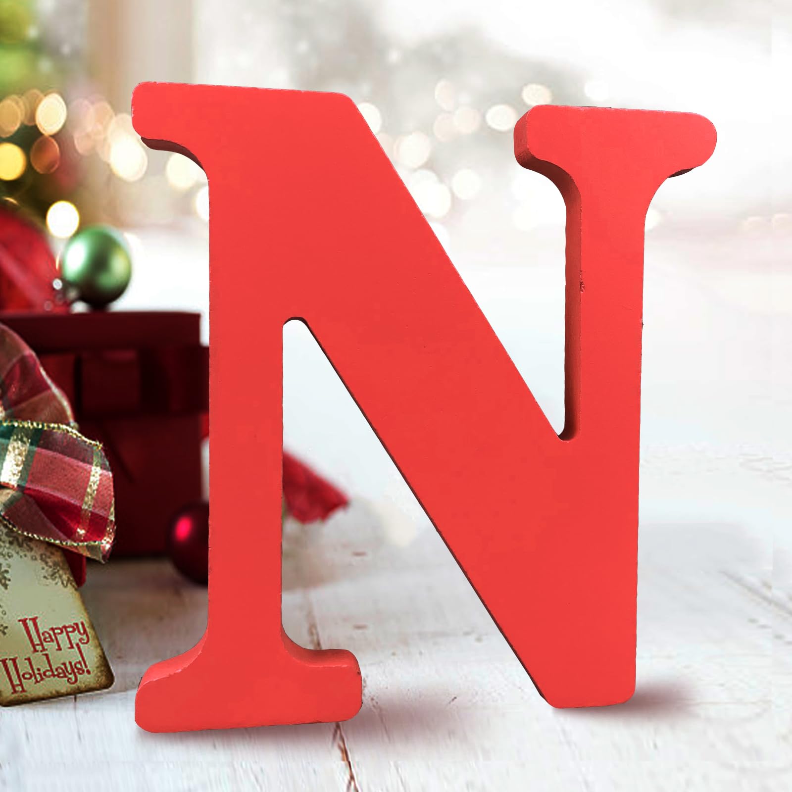 AOCEAN 6 Inch Red Wood Letters Unfinished Wood Letters for Wall Decor Decorative Standing Letters Slices Sign Board Decoration for Craft Home Party Projects (X)