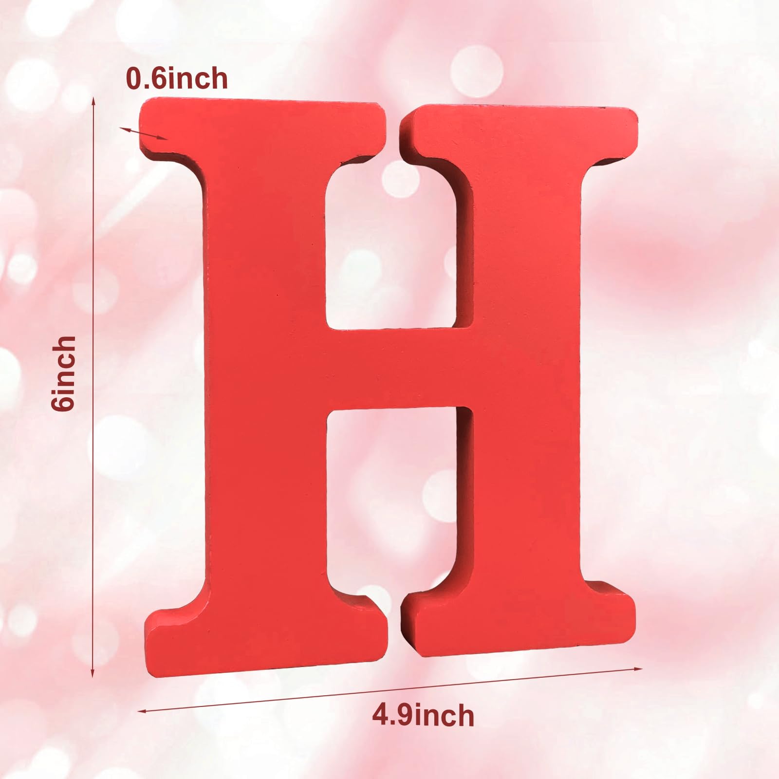 AOCEAN 6 Inch Red Wood Letters Unfinished Wood Letters for Wall Decor Decorative Standing Letters Slices Sign Board Decoration for Craft Home Party Projects (X)