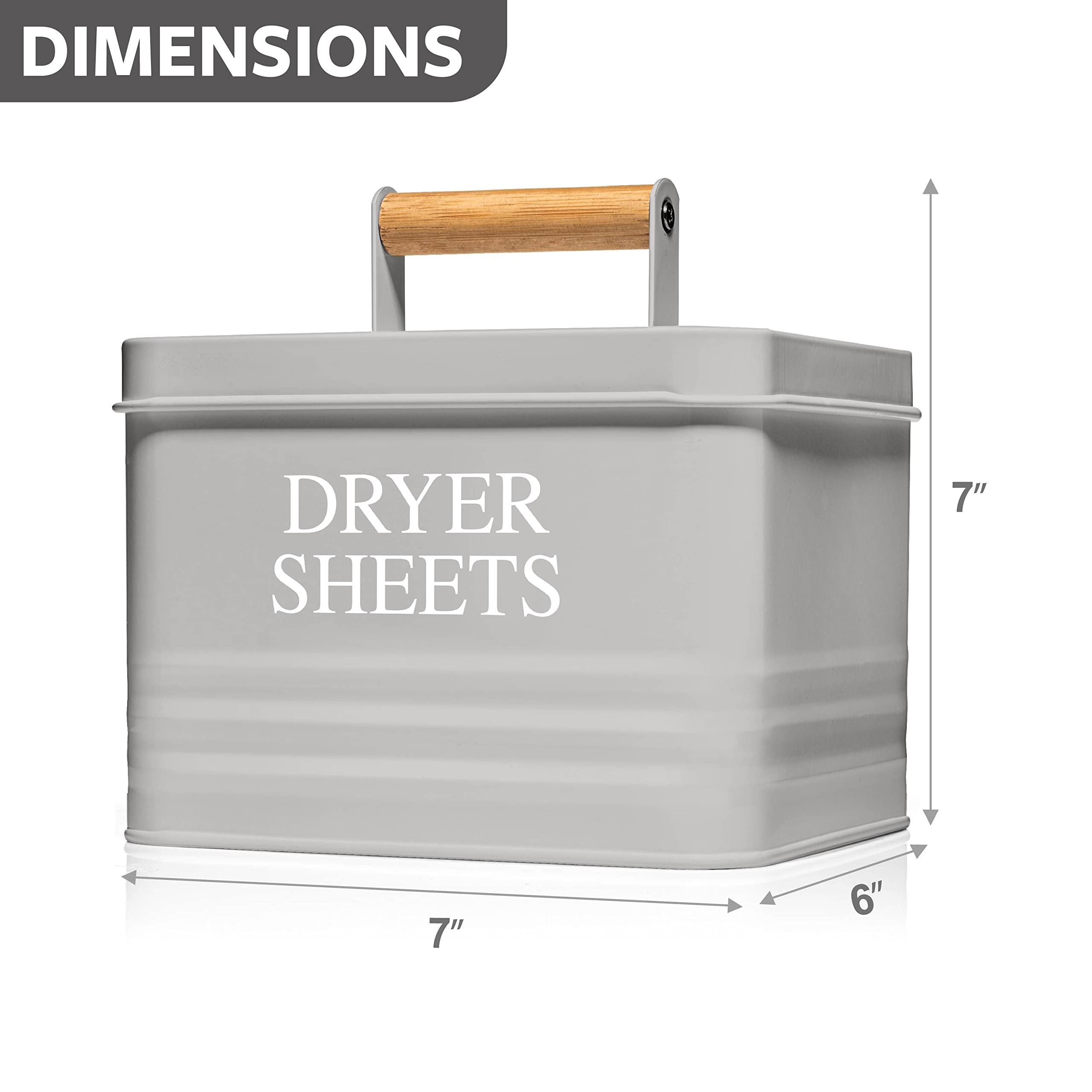 Calindiana Modern Farmhouse Metal Laundry Dryer Sheets Holder Fabric Softener Dispenser with Lid for Laundry Room Decor and Accessories and Space Saving Laundry Organization and Storage, Glossy Black