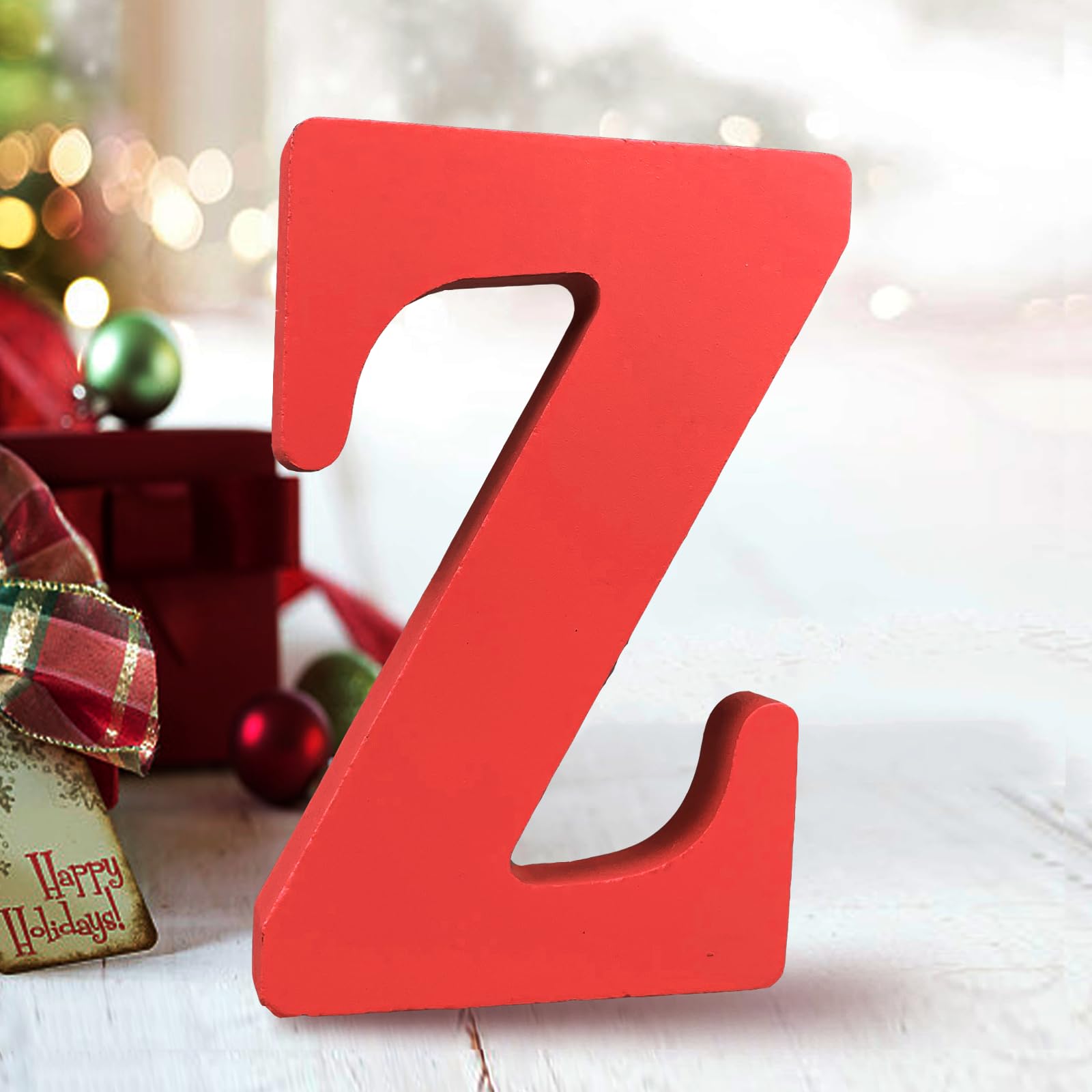 AOCEAN 6 Inch Red Wood Letters Unfinished Wood Letters for Wall Decor Decorative Standing Letters Slices Sign Board Decoration for Craft Home Party Projects (X)