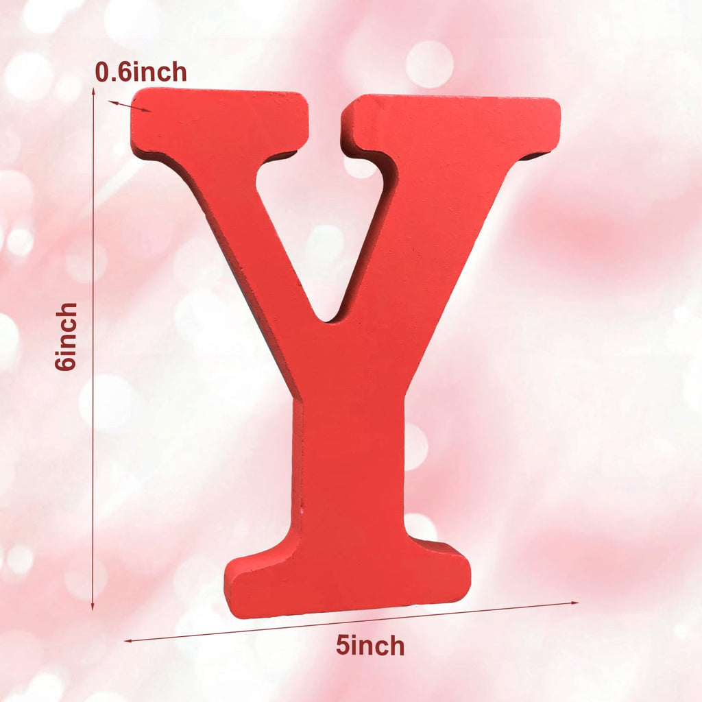 AOCEAN 6 Inch Red Wood Letters Unfinished Wood Letters for Wall Decor Decorative Standing Letters Slices Sign Board Decoration for Craft Home Party Projects (X)