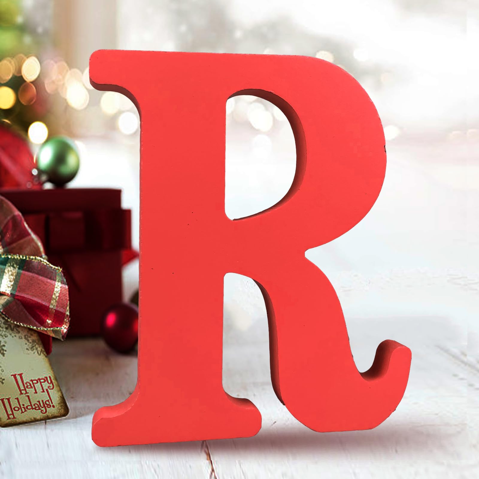 AOCEAN 6 Inch Red Wood Letters Unfinished Wood Letters for Wall Decor Decorative Standing Letters Slices Sign Board Decoration for Craft Home Party Projects (X)