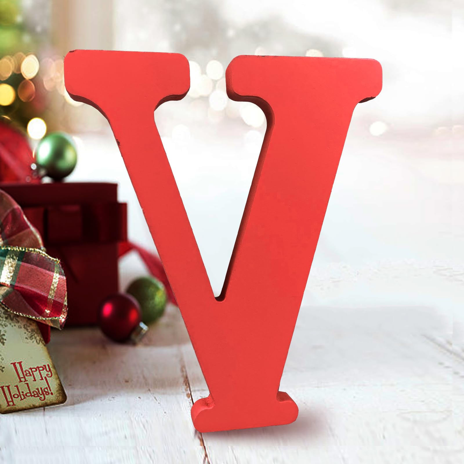 AOCEAN 6 Inch Red Wood Letters Unfinished Wood Letters for Wall Decor Decorative Standing Letters Slices Sign Board Decoration for Craft Home Party Projects (X)