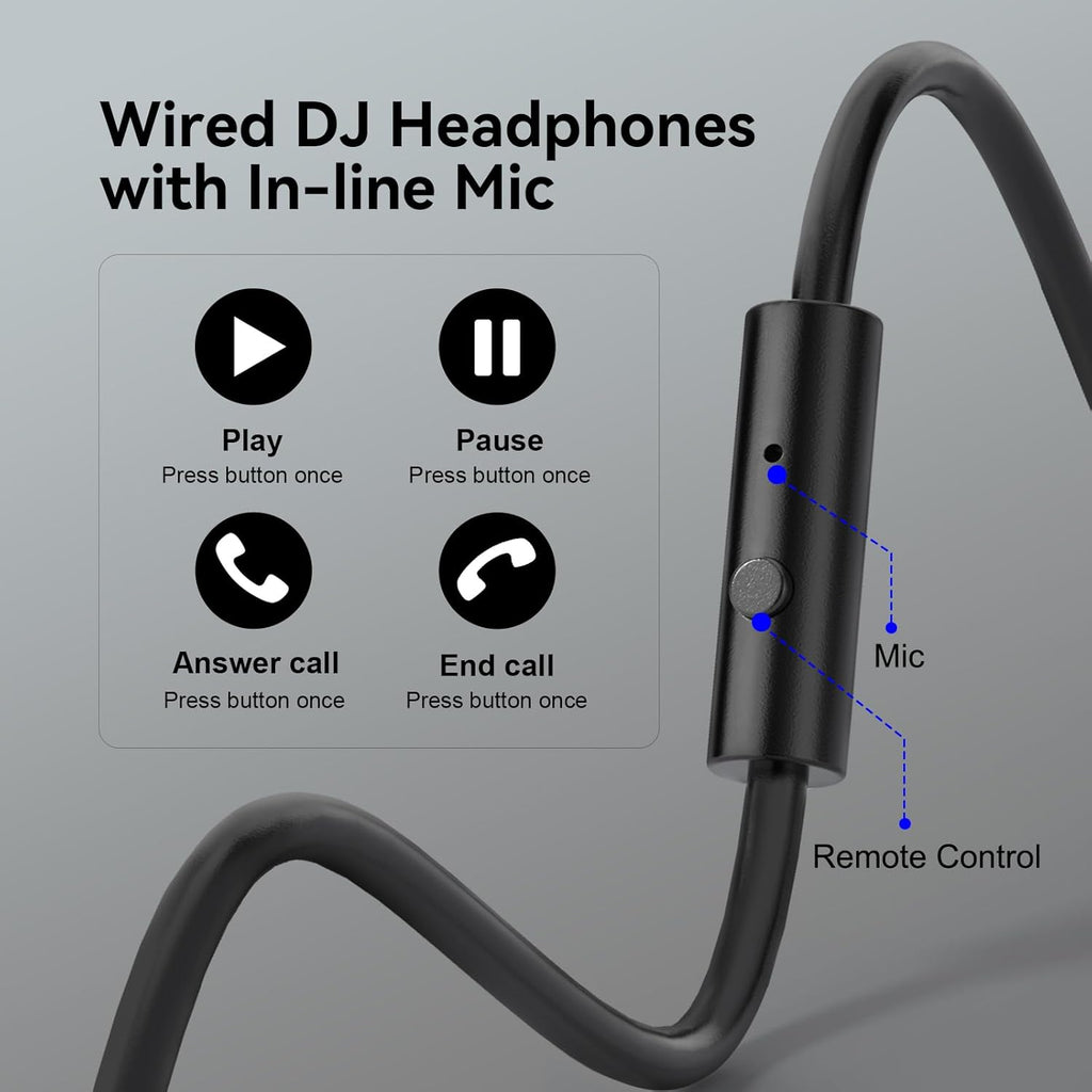 OneOdio Wired Over Ear Headphones Hi-Res Studio Monitor & Mixing DJ Stereo Headsets with 50mm Drivers and 1/4 to 3.5mm Jack for AMP Computer Recording Podcast Keyboard Guitar Laptop - Black
