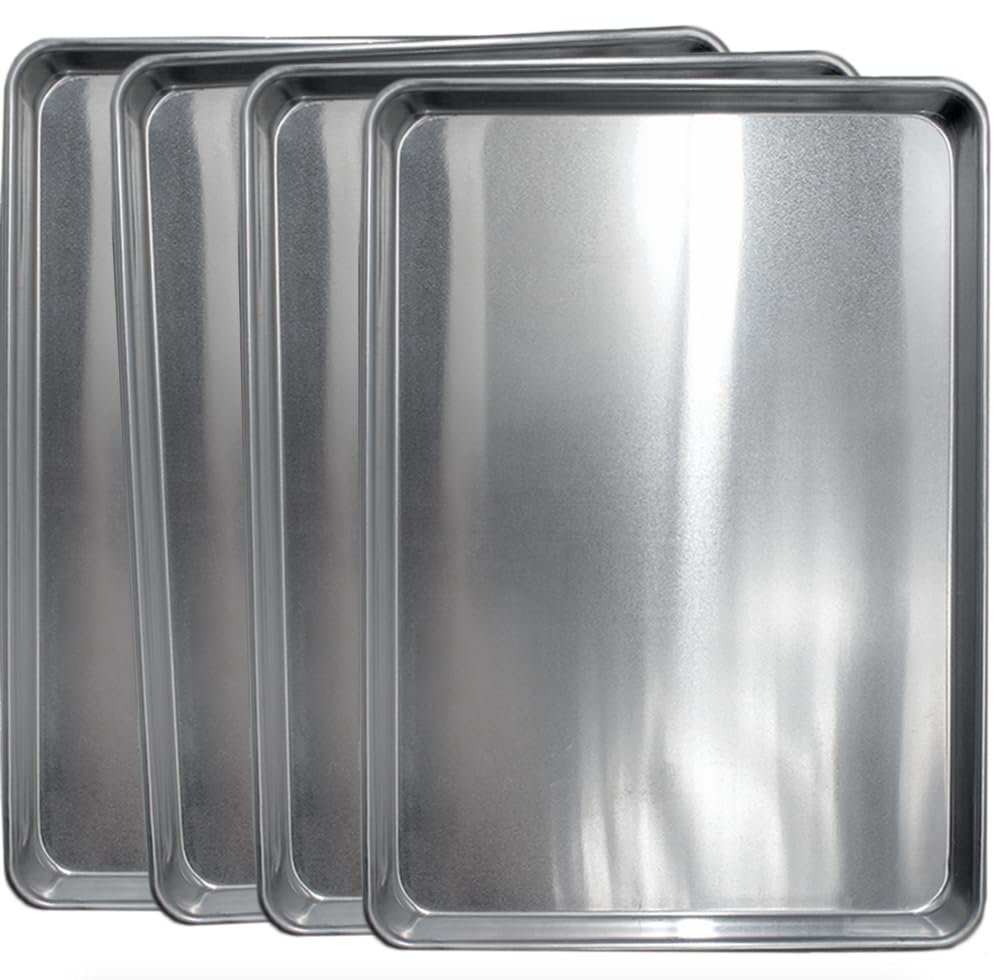 Commercial Quality Cookie Sheet Pan - 2 Pack Aluminum Half Sheet Baking Pan by Saffron & Sage Home Living - This 18x13 Baking Sheet Set is Rust & Warp Resistant, Heavy Duty, of Thick Gauge