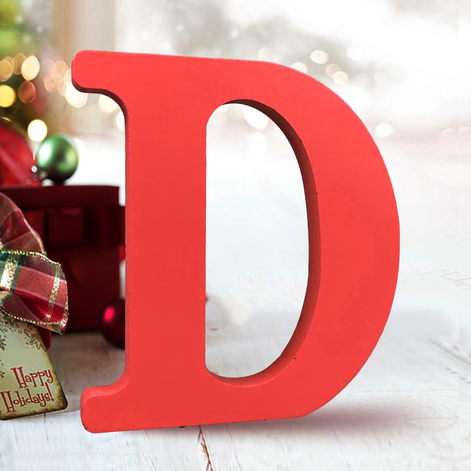 AOCEAN 6 Inch Red Wood Letters Unfinished Wood Letters for Wall Decor Decorative Standing Letters Slices Sign Board Decoration for Craft Home Party Projects (X)