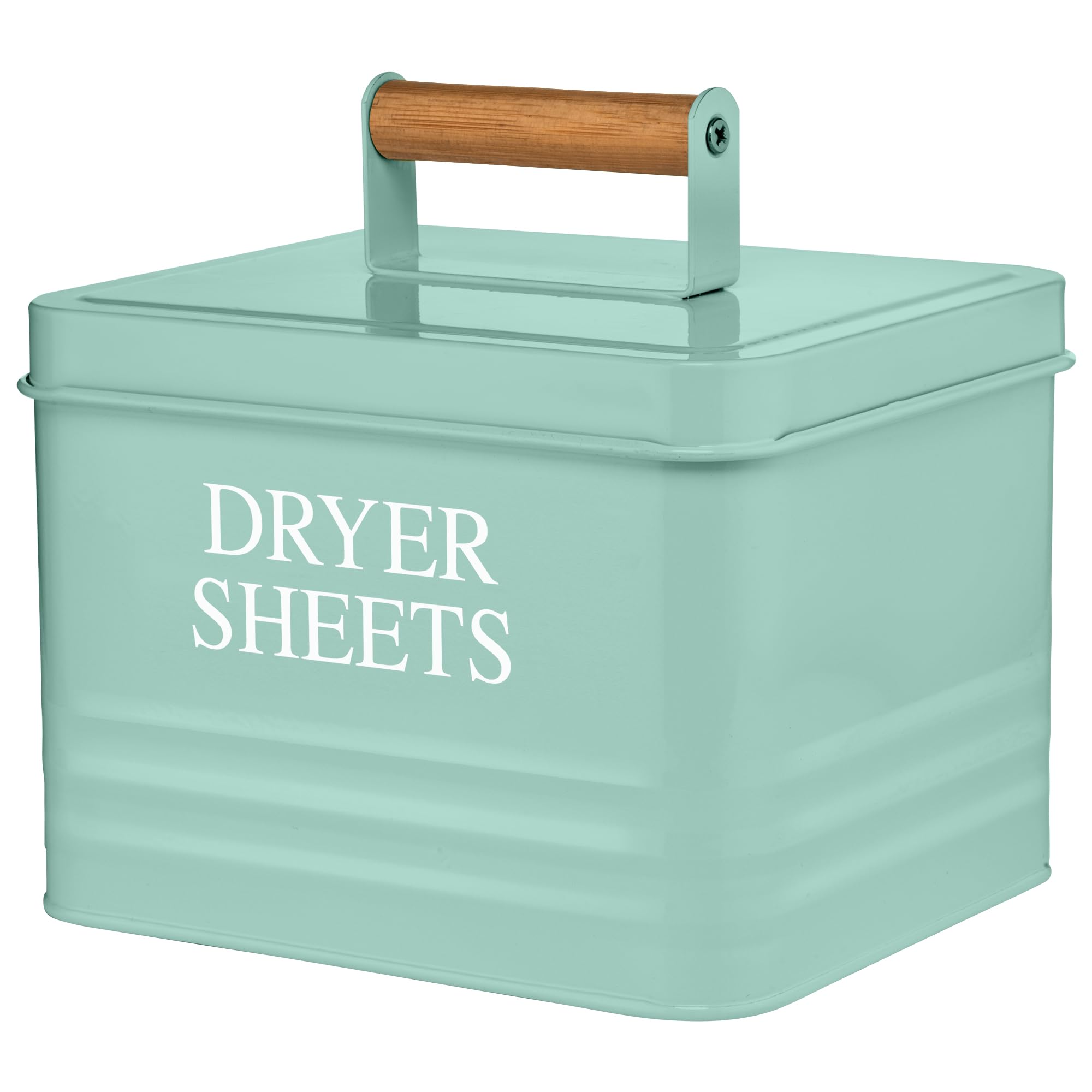 Calindiana Modern Farmhouse Metal Laundry Dryer Sheets Holder Fabric Softener Dispenser with Lid for Laundry Room Decor and Accessories and Space Saving Laundry Organization and Storage, Glossy Black