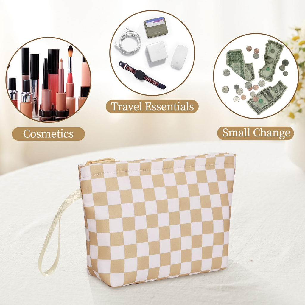 Ethereal Clear Makeup Bag, TSA Travel Makeup Organizer Bag Rose Gold Makeup Bags for Women Small Cosmetic Bag Portable Makeup Bag for Purse
