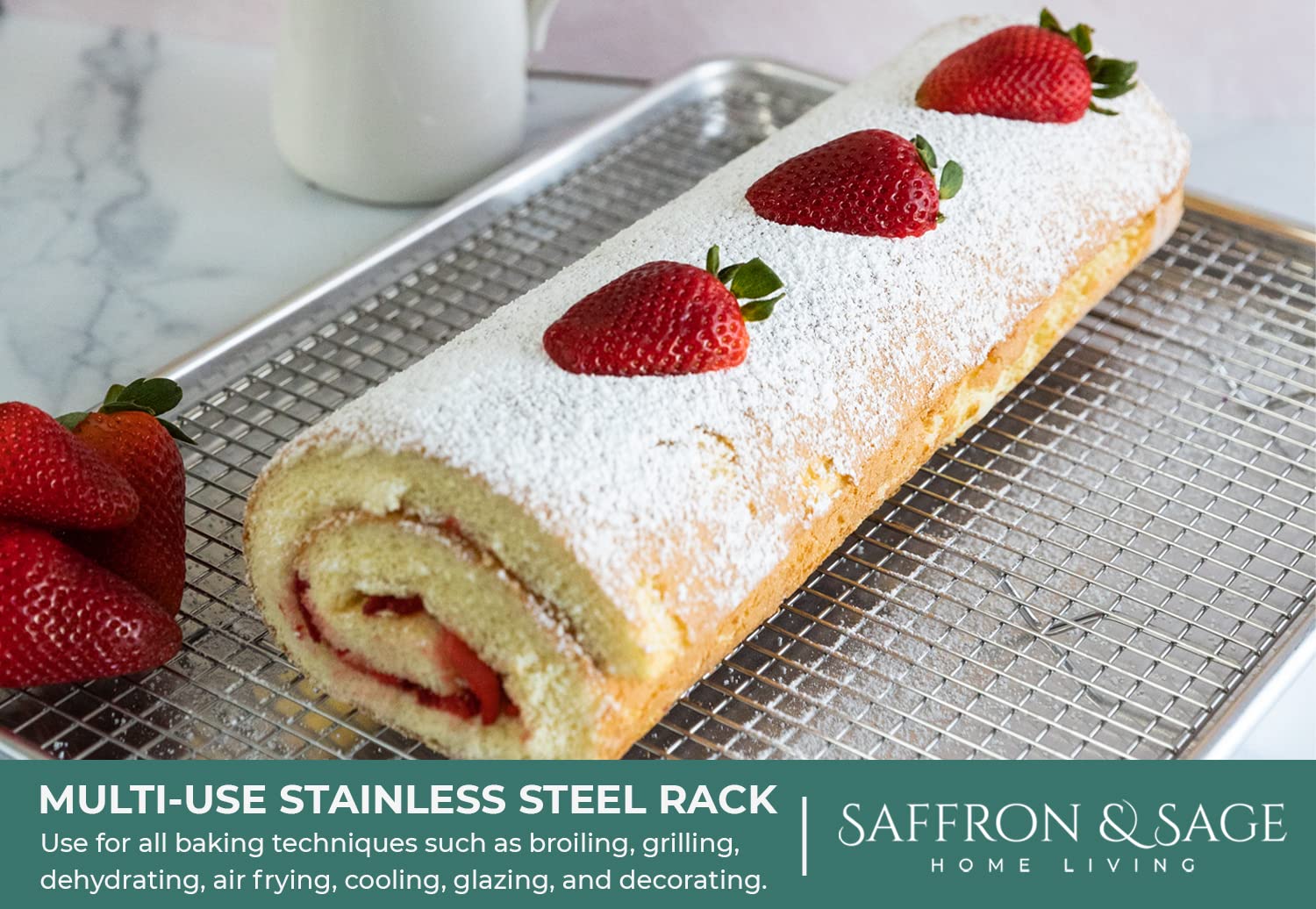 Commercial Quality Cookie Sheet Pan - 2 Pack Aluminum Half Sheet Baking Pan by Saffron & Sage Home Living - This 18x13 Baking Sheet Set is Rust & Warp Resistant, Heavy Duty, of Thick Gauge