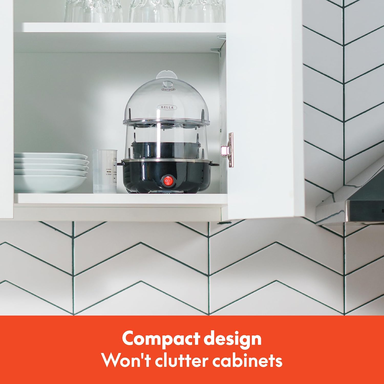 BELLA Double Tier Egg Cooker, Rapid Boiler & Poacher, Meal Prep Essential, Family Sized Meals: Make Up To 14 Large Boiled Eggs, Dishwasher Safe Parts, Poaching Tray Included, Black