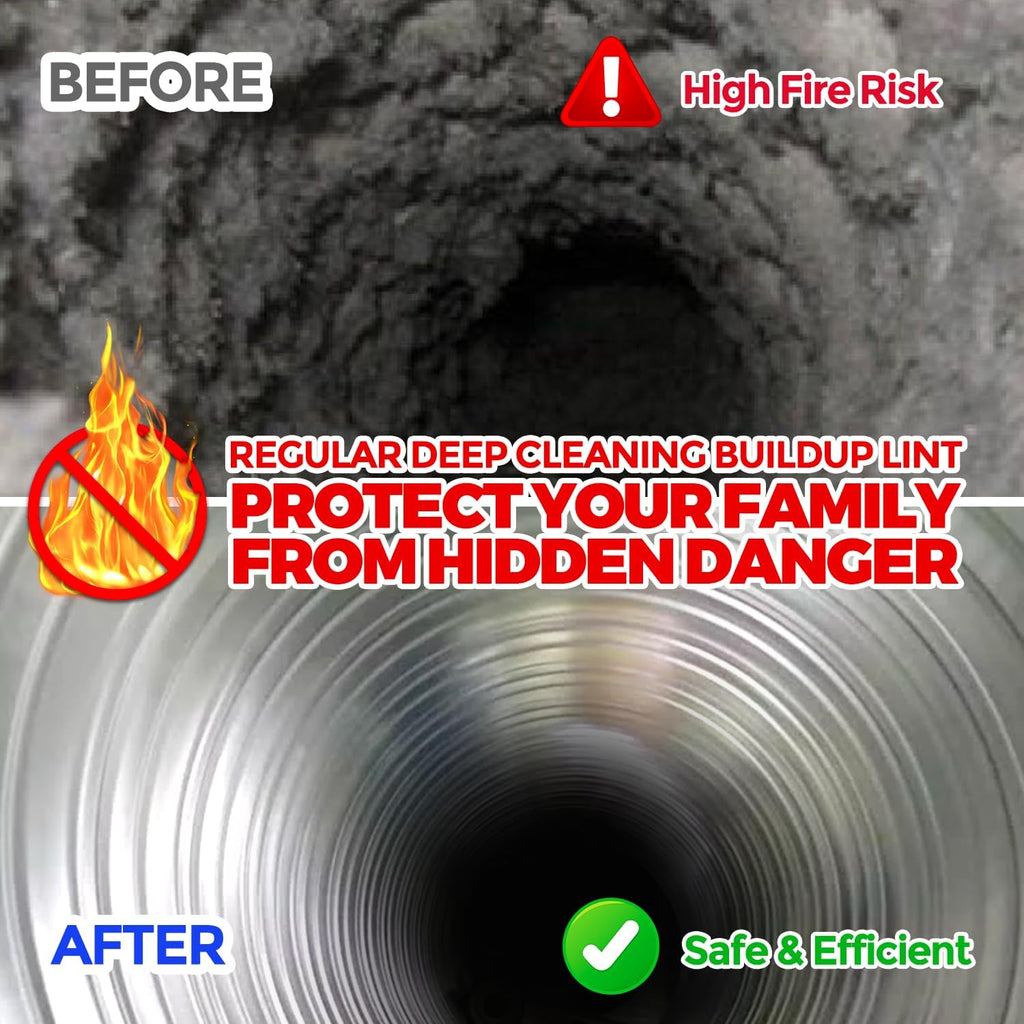 Holikme 15 Feet Dryer Vent Cleaner Kit, Lint Remover, Extends Up to 15 Feet, Synthetic Brush Head, Use with or Without a Power Drill