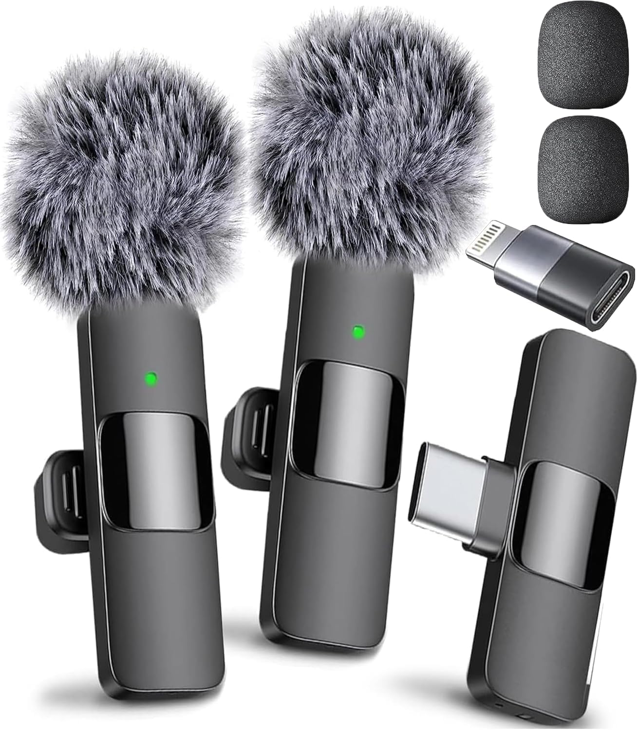 Mini Mic Pro (Latest Model) - Wireless Mini Microphone for iPhone, iPad, Android - 2 Pack Lavalier Microphone for Video Recording - iPhone Mic Crystal Clear Recording with USB-C for Content Creators