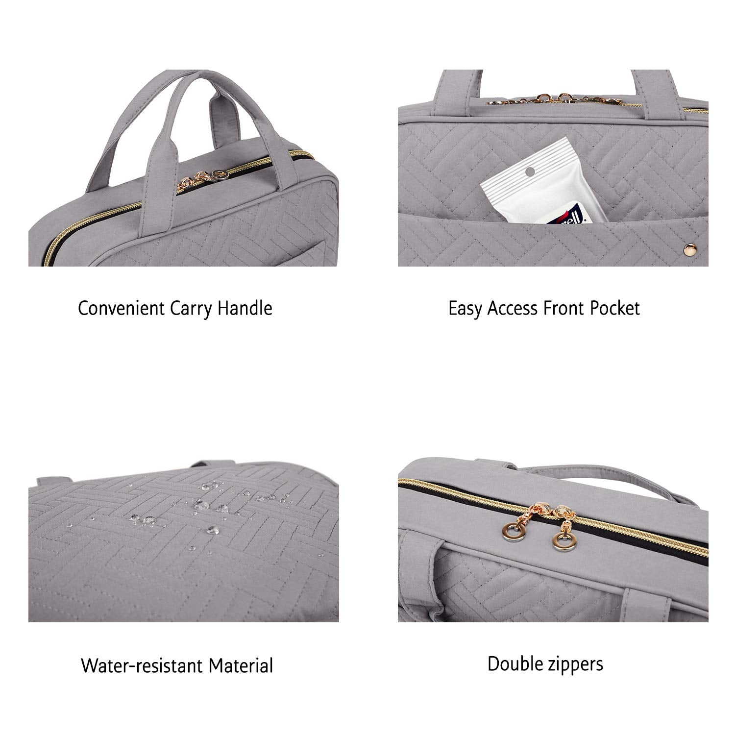 BAGSMART Large Toiletry Bag Travel Bag with Hanging Hook, Water-resistant Makeup Cosmetic Bag Travel Organizer for Accessories, Shampoo, Full Sized Container, Toiletries