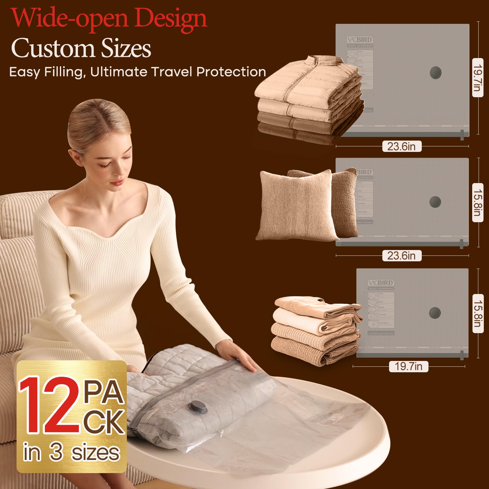 12 Pack Vacuum Bags for Travel with Rechargeable air Pump, Carry-on Size Vacuum Seal Bags for Luggage and Suitcase Compression, Space Saver for Clothes and Clothing Travel