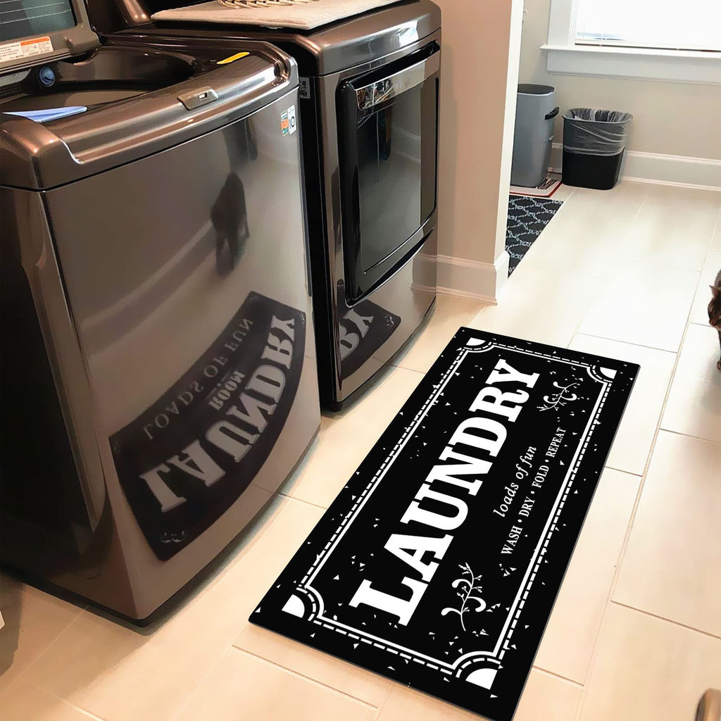 UKELER Laundry Room Rug Runner, Farmhouse Laundry Mats for Washroom Laundry Room Bathroom Kitchen, Non Slip Anti Fatigue Laundry Rugs 48''x20''