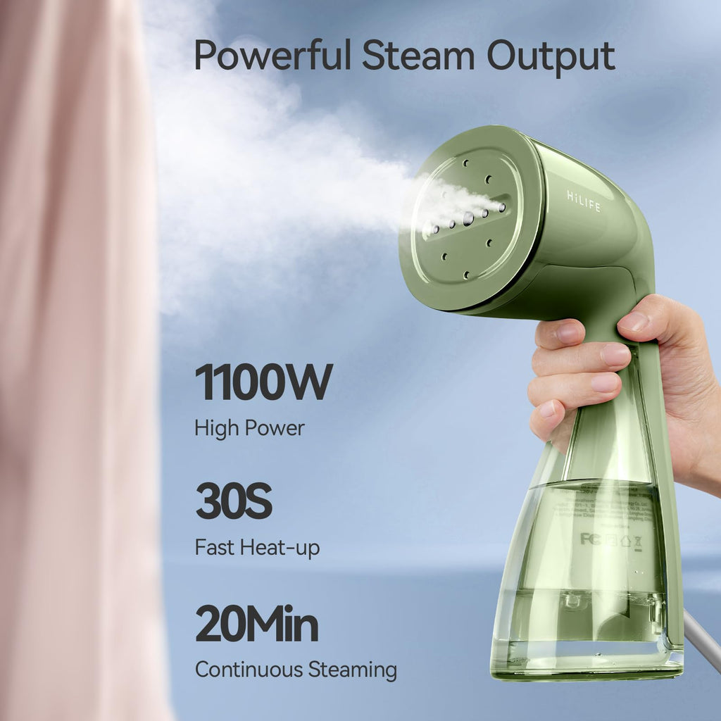 HiLIFE Steamer for Clothes, Portable Handheld Clothing Steamer, 240ml Big Capacity, 700W, Strong Power, Fabric Quick Wrinkle Remover with Brush for Home, Office, Travel (ONLY 120V) -Blue