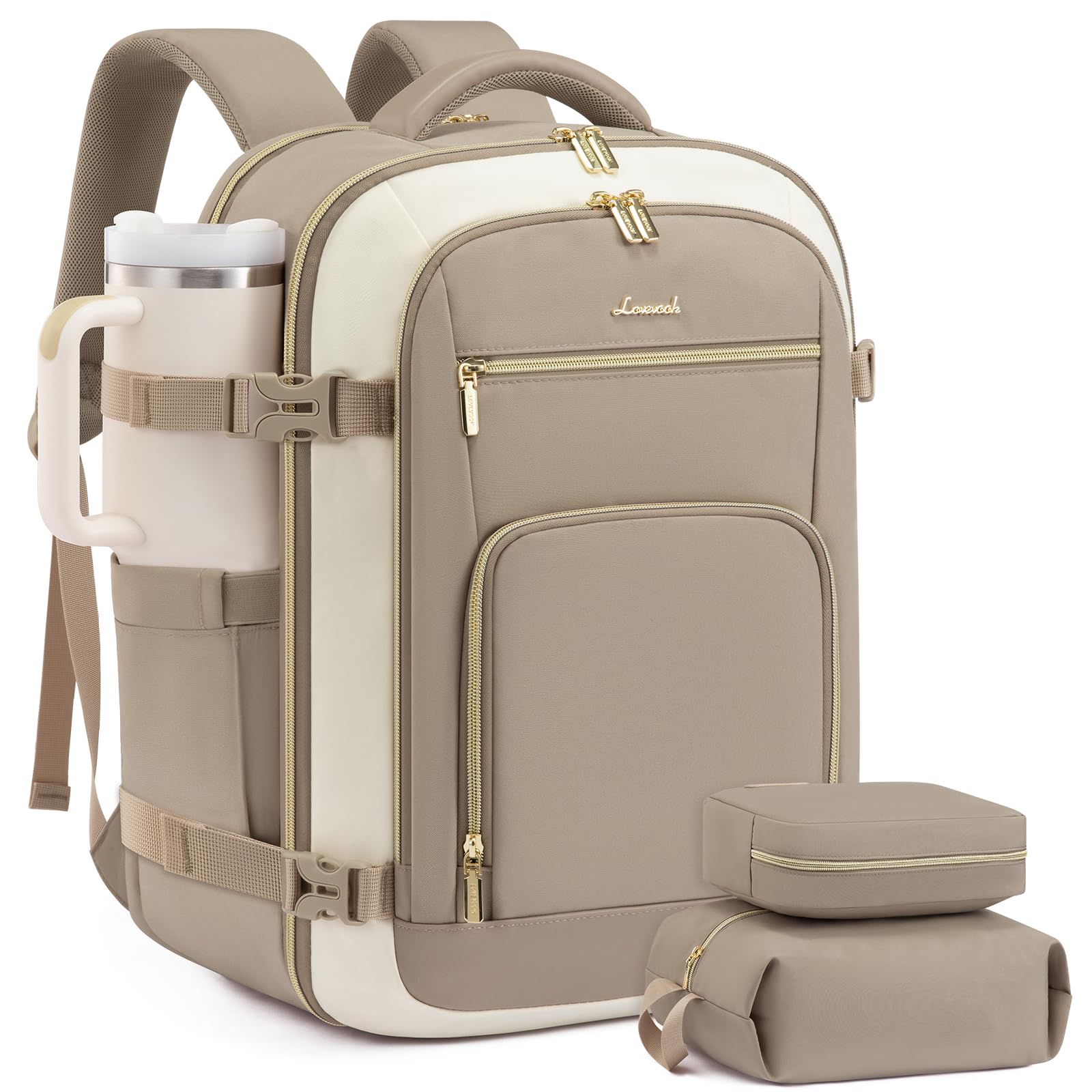 LOVEVOOK Carry On Travel Backpack For Women Men Flight Approved, 40L Personal Item Backpack for Airplanes, Business Weekender Overnight Daypack Fits 17 Inch Laptop, With 2 Packing Cubes, Black