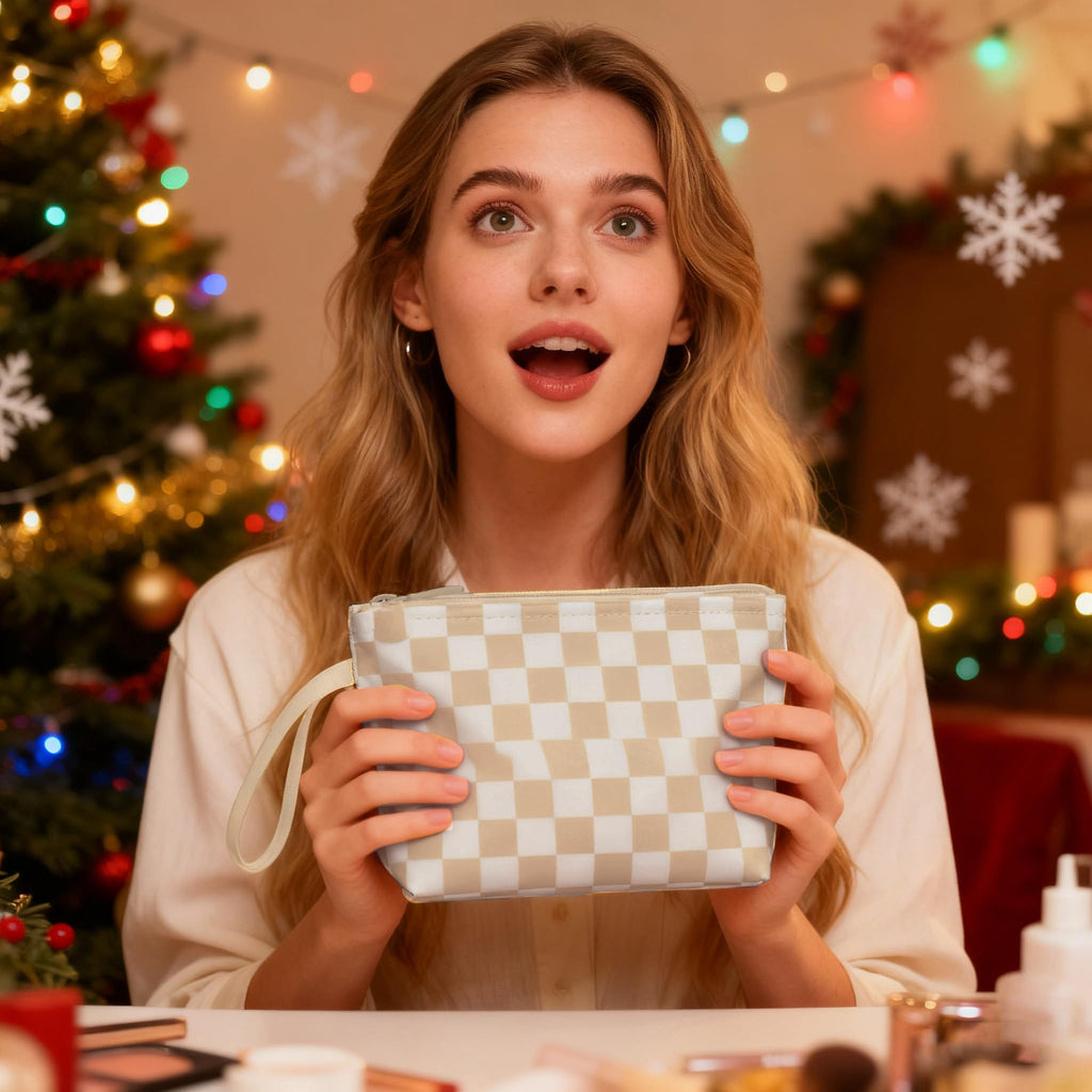 Ethereal Clear Makeup Bag, TSA Travel Makeup Organizer Bag Rose Gold Makeup Bags for Women Small Cosmetic Bag Portable Makeup Bag for Purse