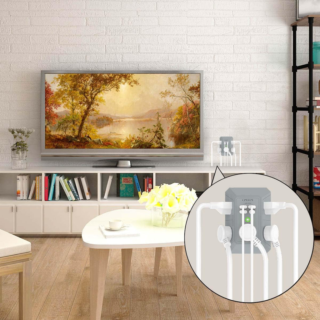 Wall Charger, Surge Protector, QINLIANF 5 Outlet Extender with 4 USB Charging Ports (4.8A Total) 3-Sided 1680J Power Strip Multi Plug Adapter Spaced for Home Travel Office (3U1C)