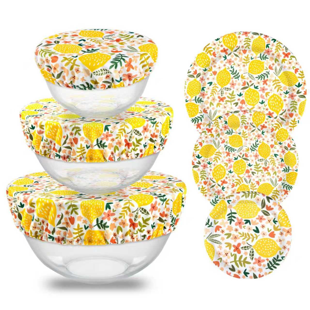 wegreeco Elastic Reusable Bowl Covers for Bread Proofing, Fabric Cloth Sourdough Bowl Covers for Proofing - Set of 3, Grey Leaf